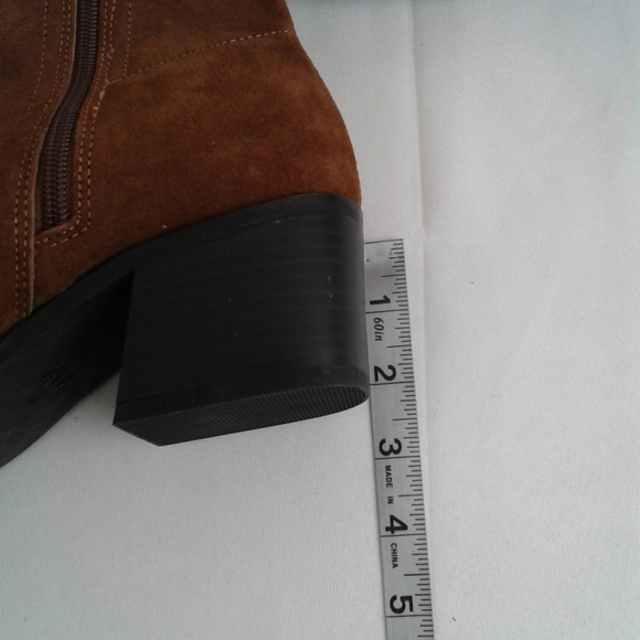 Zara Heeled Suede Leather Ankle Boots Brown Block Heel Size 40 NWT - Picture 14 of 16